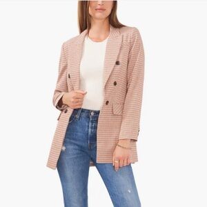 1 State Double Breasted Blazer orange cream brown fall plaid - 10 NWOT Nordstrom